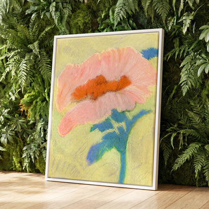 Blush in Blue, pink, orange, blue floral wall art displayed in a styled interior, gallery view 8