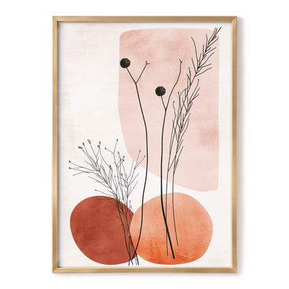Blush Meadow Silhouettes, pink, beige, brown floral wall art, front artwork view