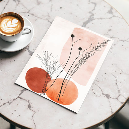 Blush Meadow Silhouettes, pink, beige, brown floral wall art displayed in a styled interior, gallery view 3