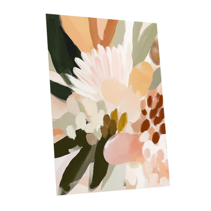 Blush Meadow, green, pink, white floral wall art shown as a unframed poster wall art print