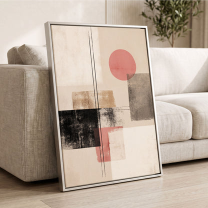 Blush Meridian, beige, pink, black abstract wall art displayed in a styled interior, gallery view 2