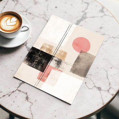 Blush Meridian, beige, pink, black abstract wall art displayed in a styled interior, gallery view 3
