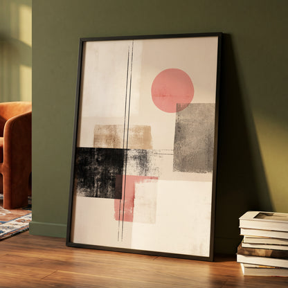 Blush Meridian, beige, pink, black abstract wall art displayed in a styled interior, gallery view 4