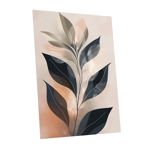 Blush Nocturne Leaves, black, beige, pink nature wall art shown as a unframed poster wall art print