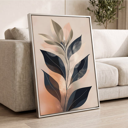Blush Nocturne Leaves, black, beige, pink nature wall art displayed in a styled interior, gallery view 2