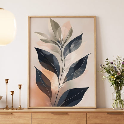 Blush Nocturne Leaves, black, beige, pink nature wall art displayed in a styled interior, gallery view 5