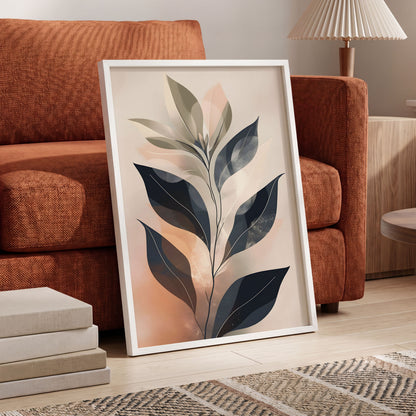 Blush Nocturne Leaves, black, beige, pink nature wall art displayed in a styled interior, gallery view 6