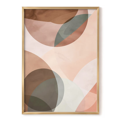 Blush Orbit, pink, brown, beige abstract wall art, front artwork view