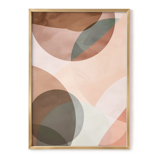 Blush Orbit, pink, brown, beige abstract wall art, front artwork view