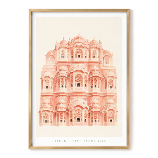Blush Palace Study, pink, beige, white minimalist wall art, front artwork view