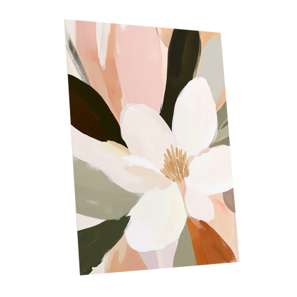 Blush Petal Reverie, white, pink, green floral wall art shown as a unframed poster wall art print
