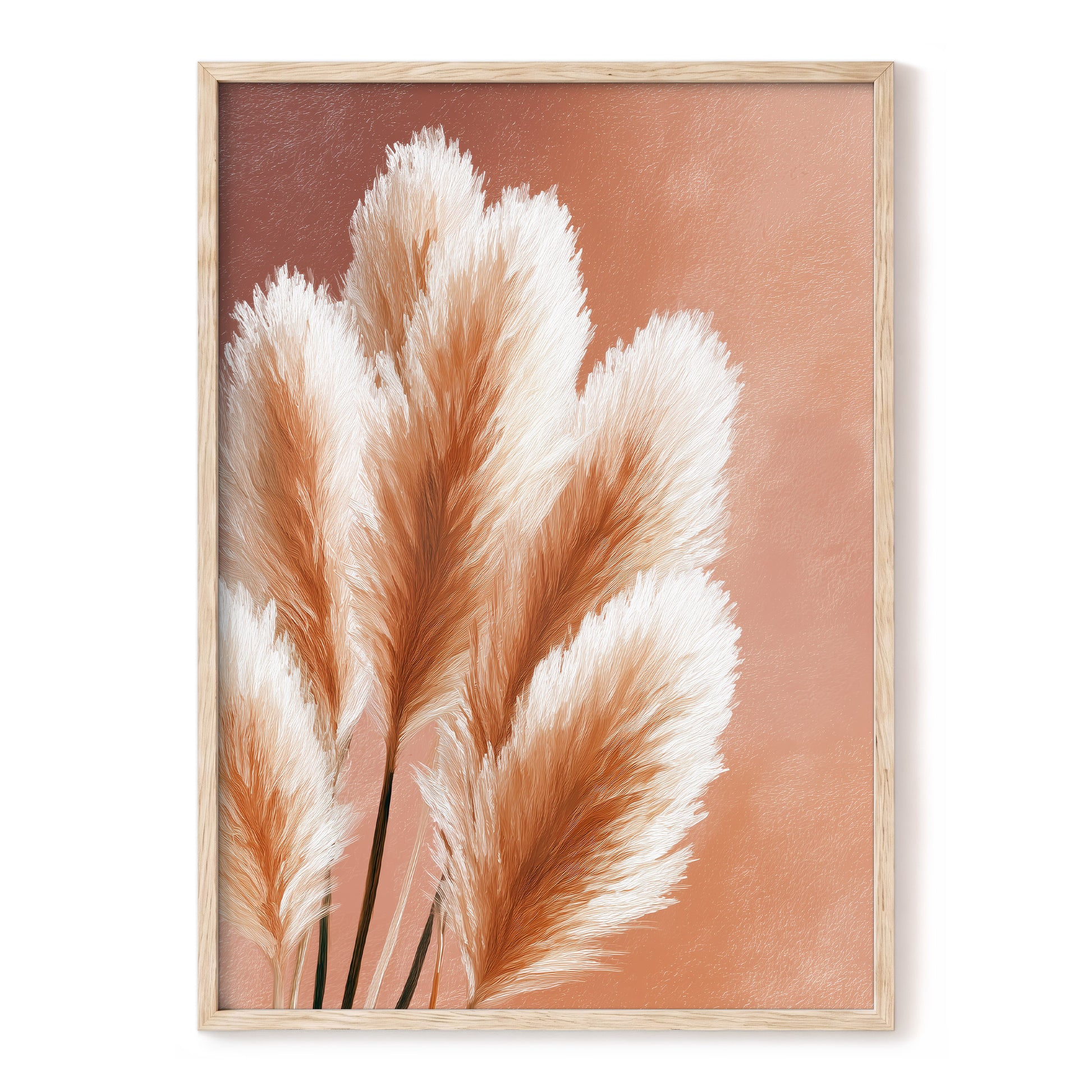 Blush Plume Reverie, pink, white, brown nature wall art, front artwork view