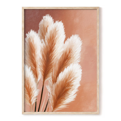 Blush Plume Reverie, pink, white, brown nature wall art, front artwork view