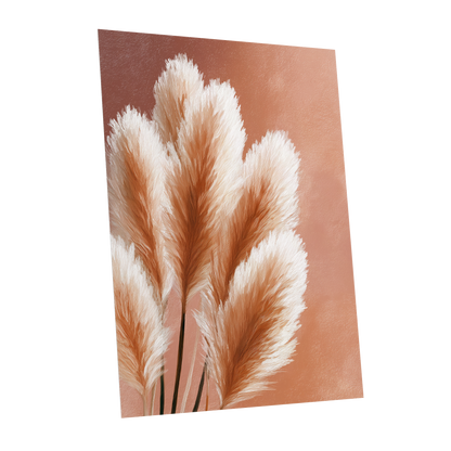 Blush Plume Reverie, pink, white, brown nature wall art shown as a unframed poster wall art print