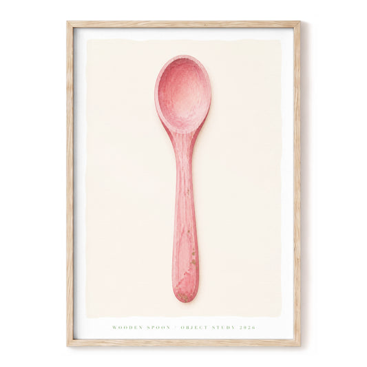 Blush Spoon Study, pink, beige, white minimalist wall art, front artwork view