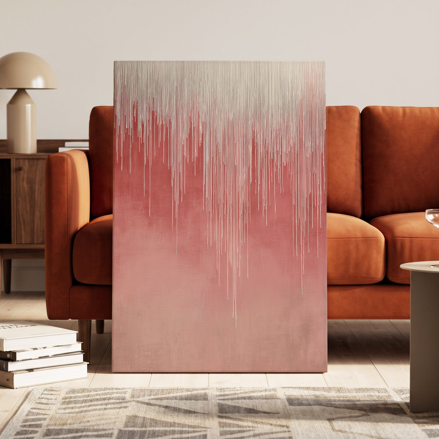 Blush Threadfall – canvas wall art in a styled interior, gallery view 1