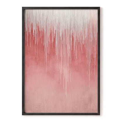 Blush Threadfall – pink, white, red abstract wall art, front view