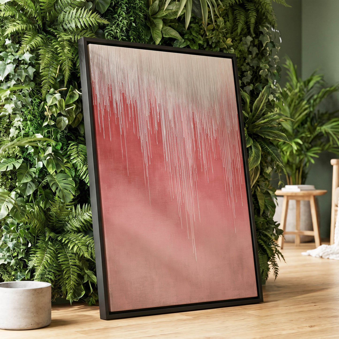 Blush Threadfall – wall art displayed in a styled interior, gallery view 1