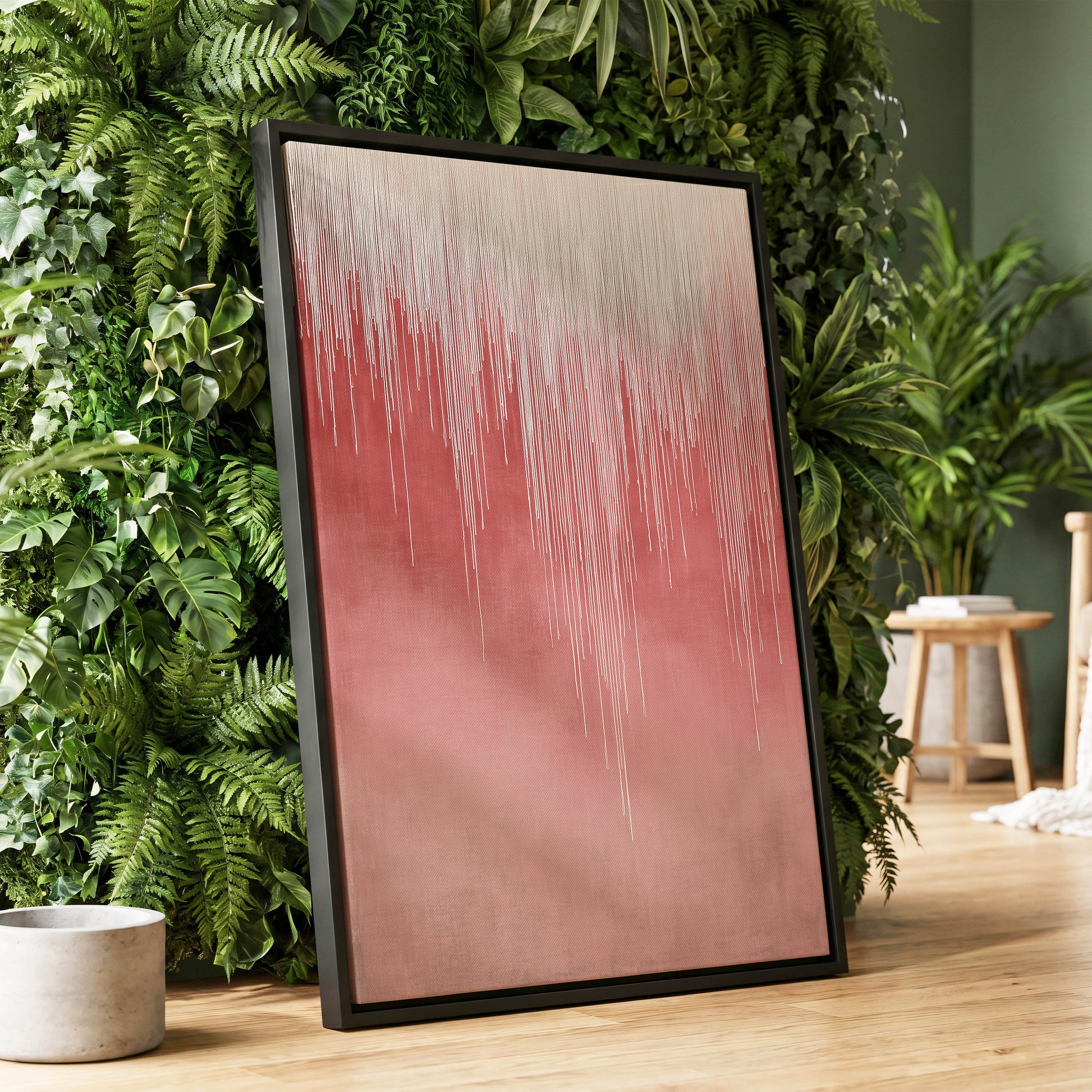 Blush Threadfall – wall art displayed in a styled interior, gallery view 1