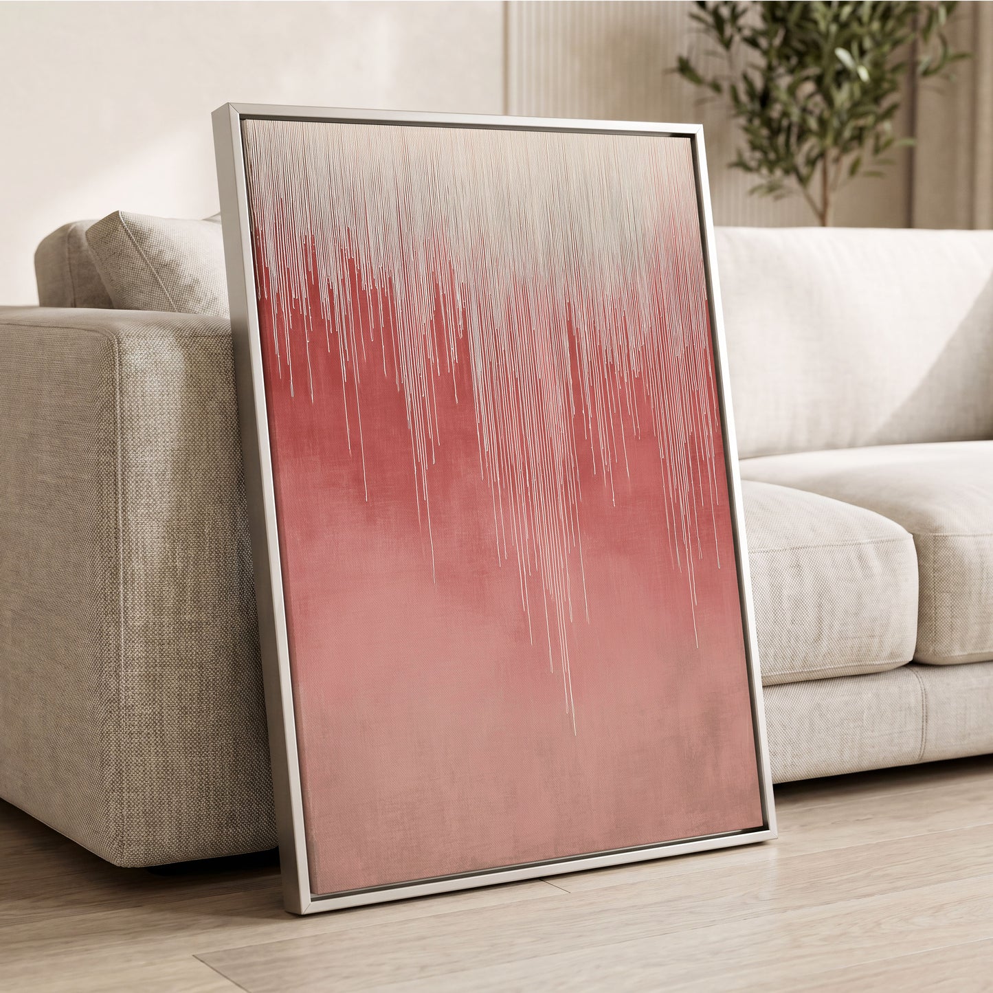 Blush Threadfall – wall art displayed in a styled interior, gallery view 2