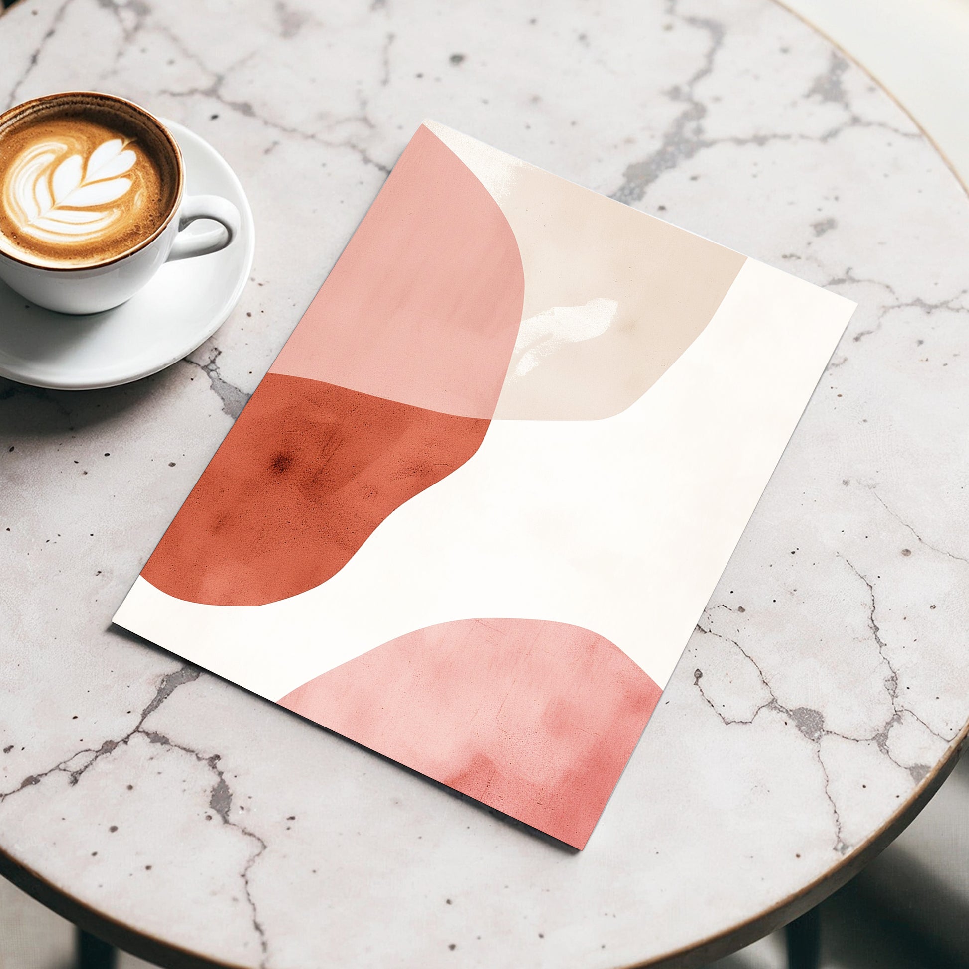 Blush Tides, pink, beige, brown abstract wall art displayed in a styled interior, gallery view 3