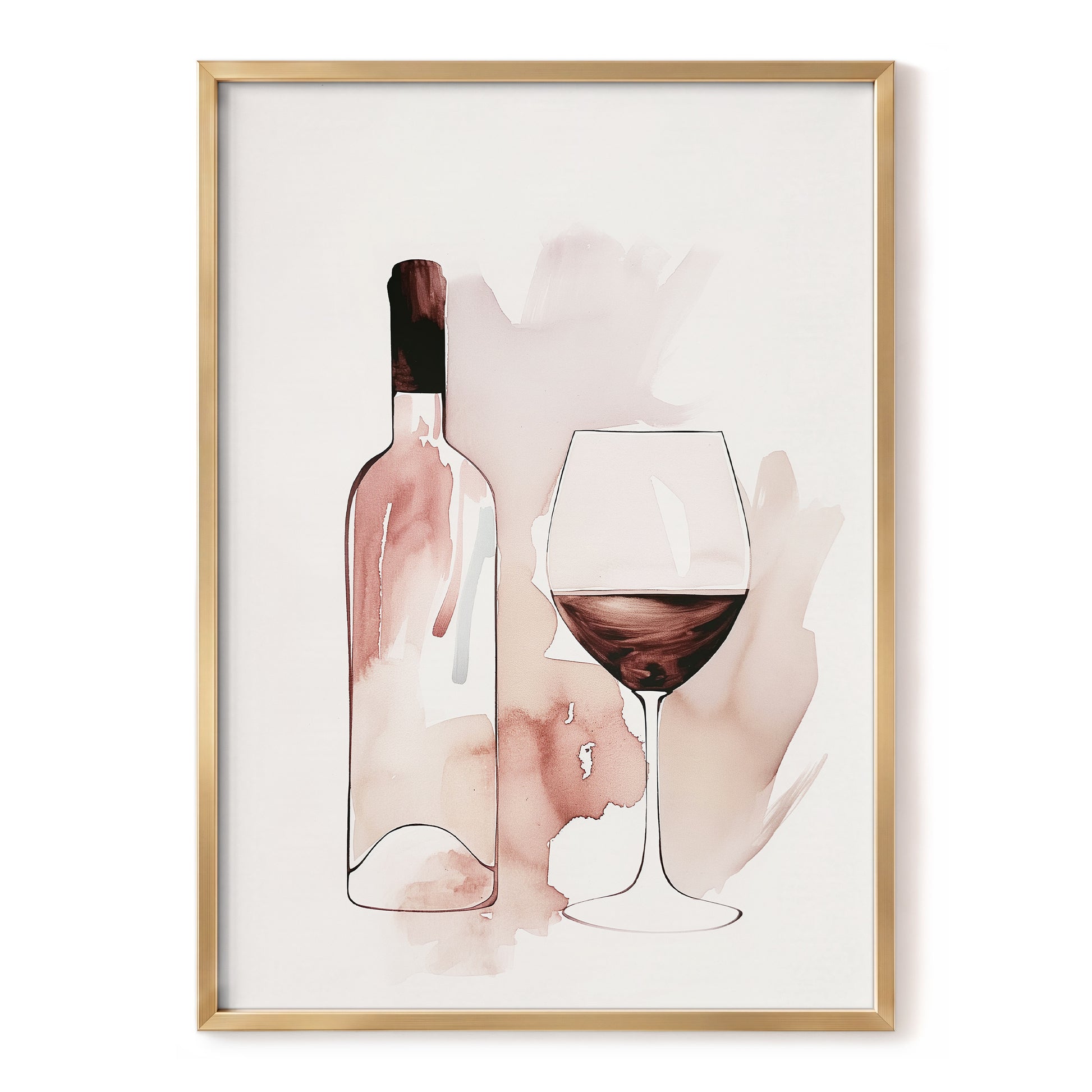 Blush Wine Still Life, pink, white, brown minimalist wall art, front artwork view