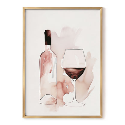 Blush Wine Still Life, pink, white, brown minimalist wall art, front artwork view