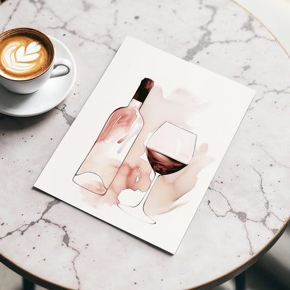Blush Wine Still Life, pink, white, brown minimalist wall art displayed in a styled interior, gallery view 3