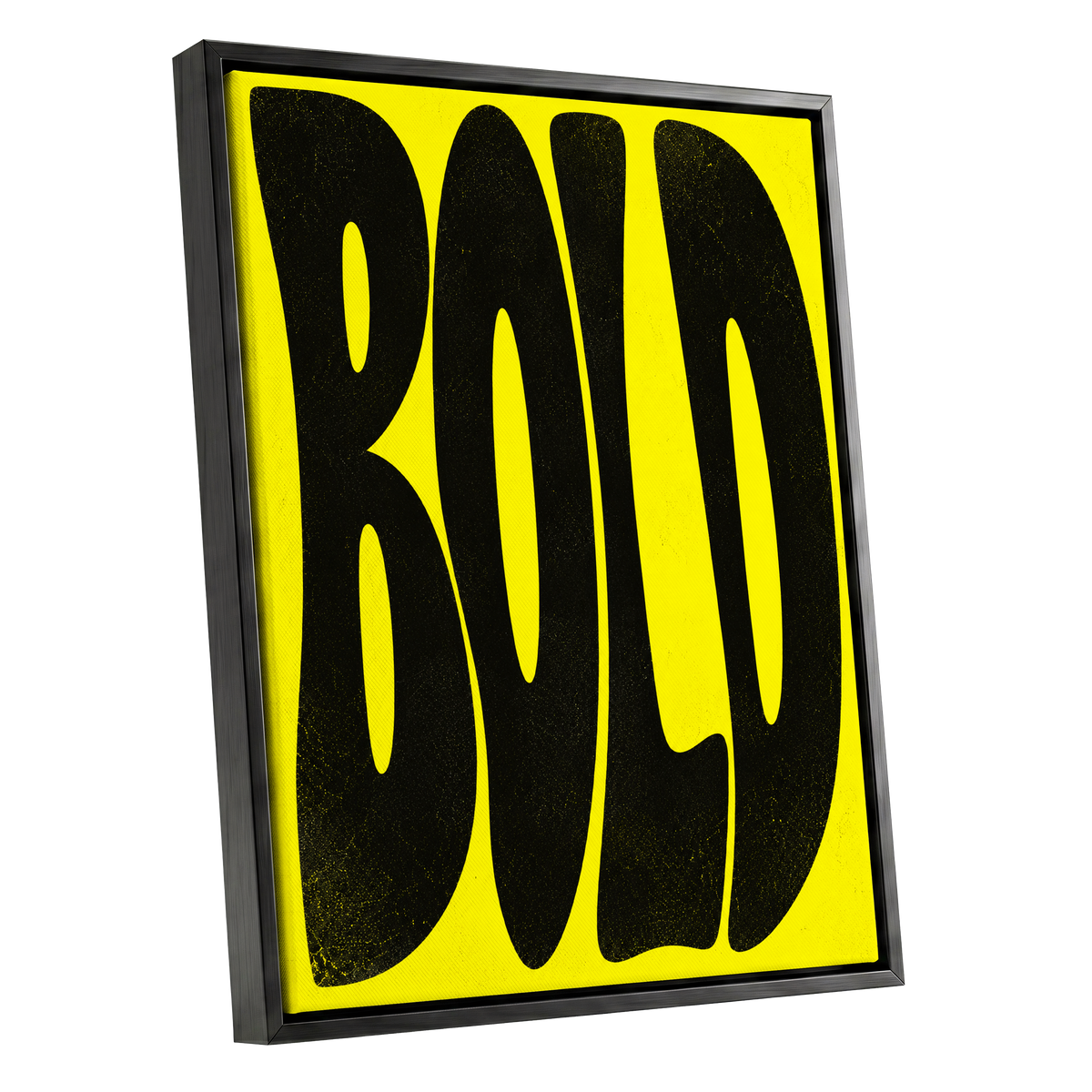 Bold in Yellow, yellow, black minimalist wall art shown as a black framed canvas wall art