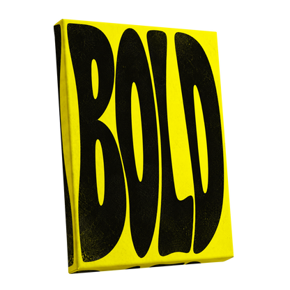 Bold in Yellow, yellow, black minimalist wall art shown as a stretched canvas wall art