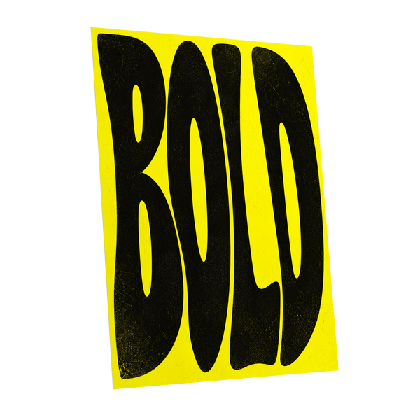 Bold in Yellow, yellow, black minimalist wall art shown as a unframed poster wall art print