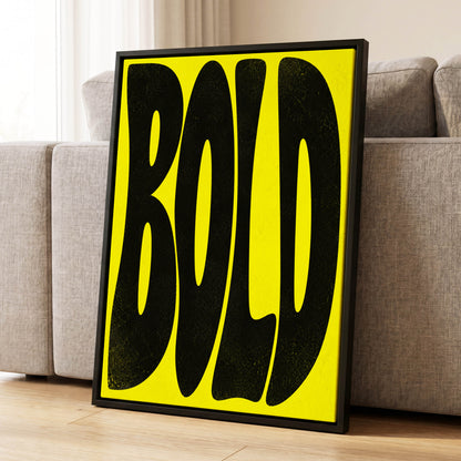 Bold in Yellow, yellow, black minimalist wall art displayed in a styled interior, gallery view 1