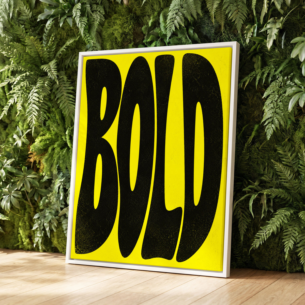 Bold in Yellow, yellow, black minimalist wall art displayed in a styled interior, gallery view 3