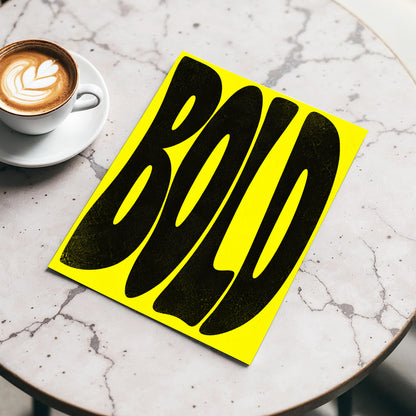 Bold in Yellow, yellow, black minimalist wall art displayed in a styled interior, gallery view 5