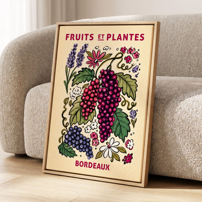 Bordeaux in Bloom, beige, purple, pink nature wall art displayed in a styled interior, gallery view 4