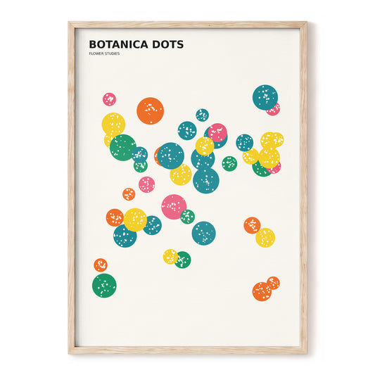 Botanical Confetti, beige, blue, yellow floral wall art, front artwork view