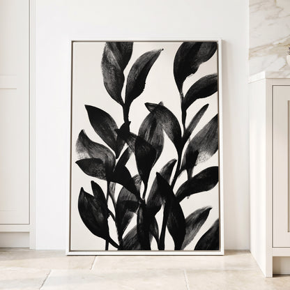 Botanical Rhythm, black, white, gray nature wall art displayed in a styled interior, gallery view 8