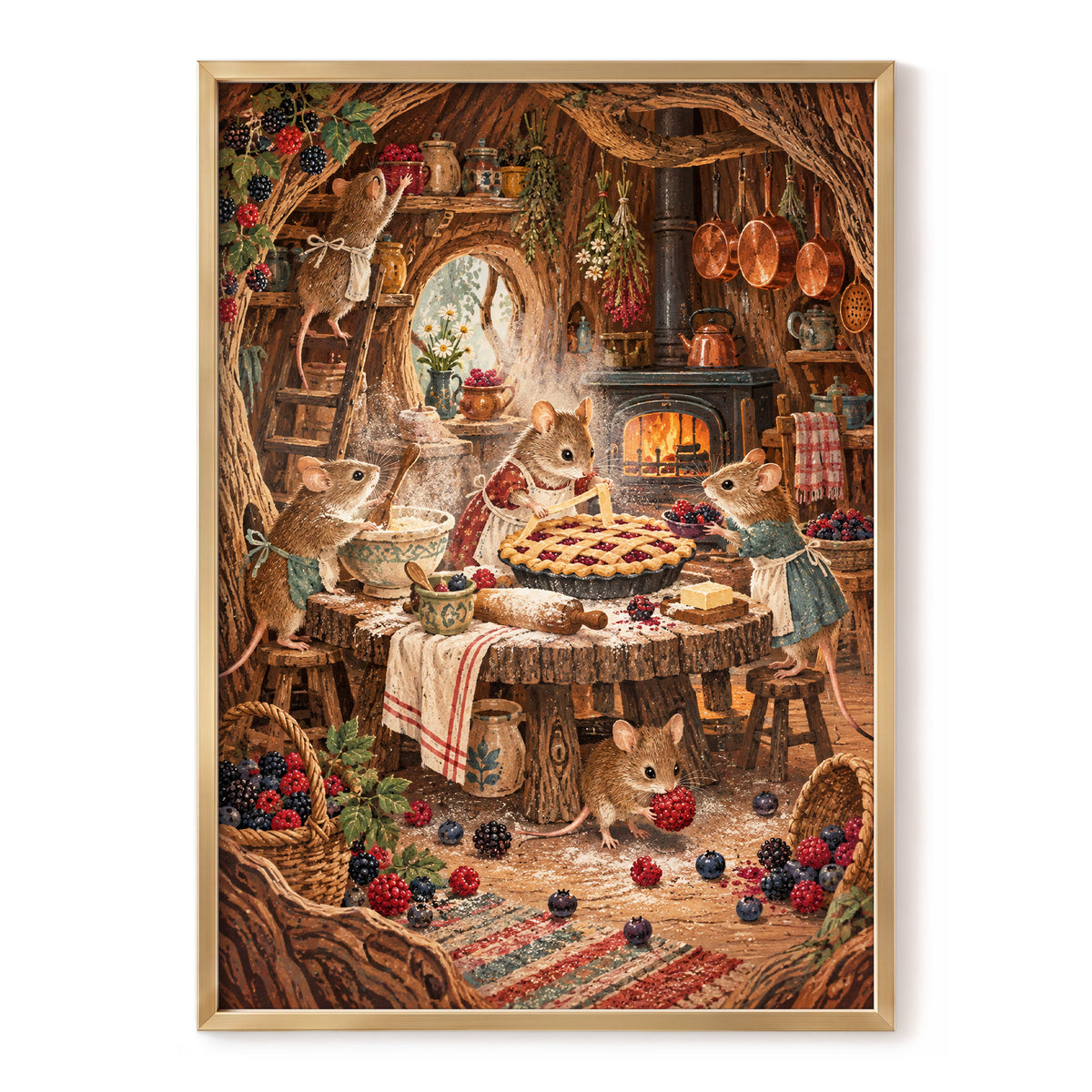 Bramble Bakehouse, brown, beige, orange nature wall art, front artwork view