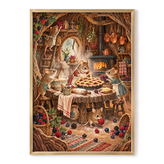 Bramble Bakehouse, brown, beige, orange nature wall art, front artwork view