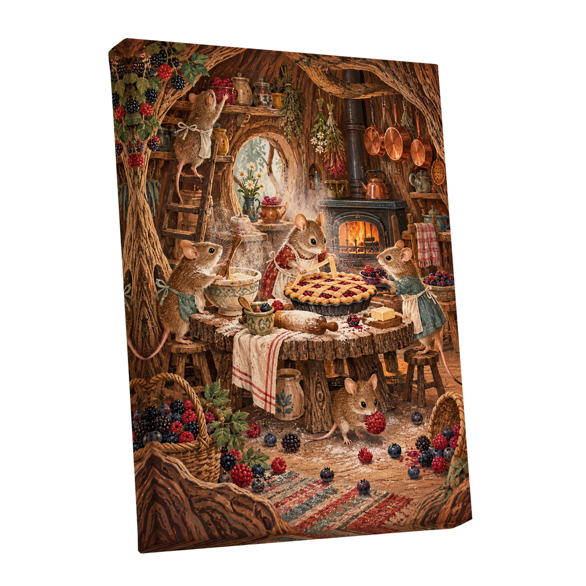 Bramble Bakehouse, brown, beige, orange nature wall art shown as a stretched canvas wall art