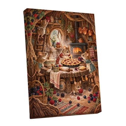 Bramble Bakehouse, brown, beige, orange nature wall art shown as a stretched canvas wall art