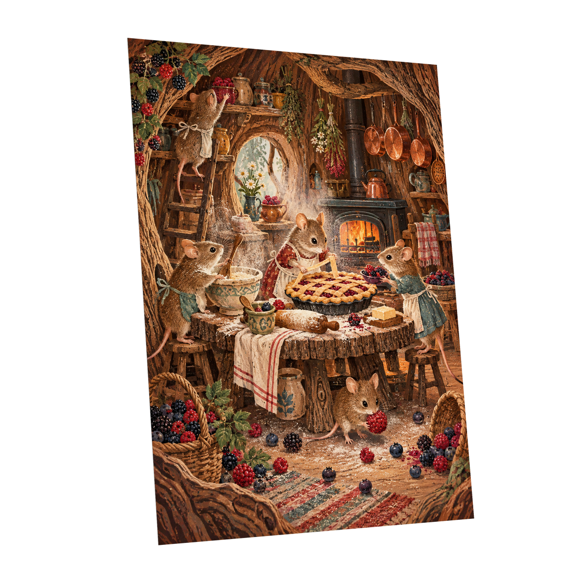 Bramble Bakehouse, brown, beige, orange nature wall art shown as a unframed poster wall art print