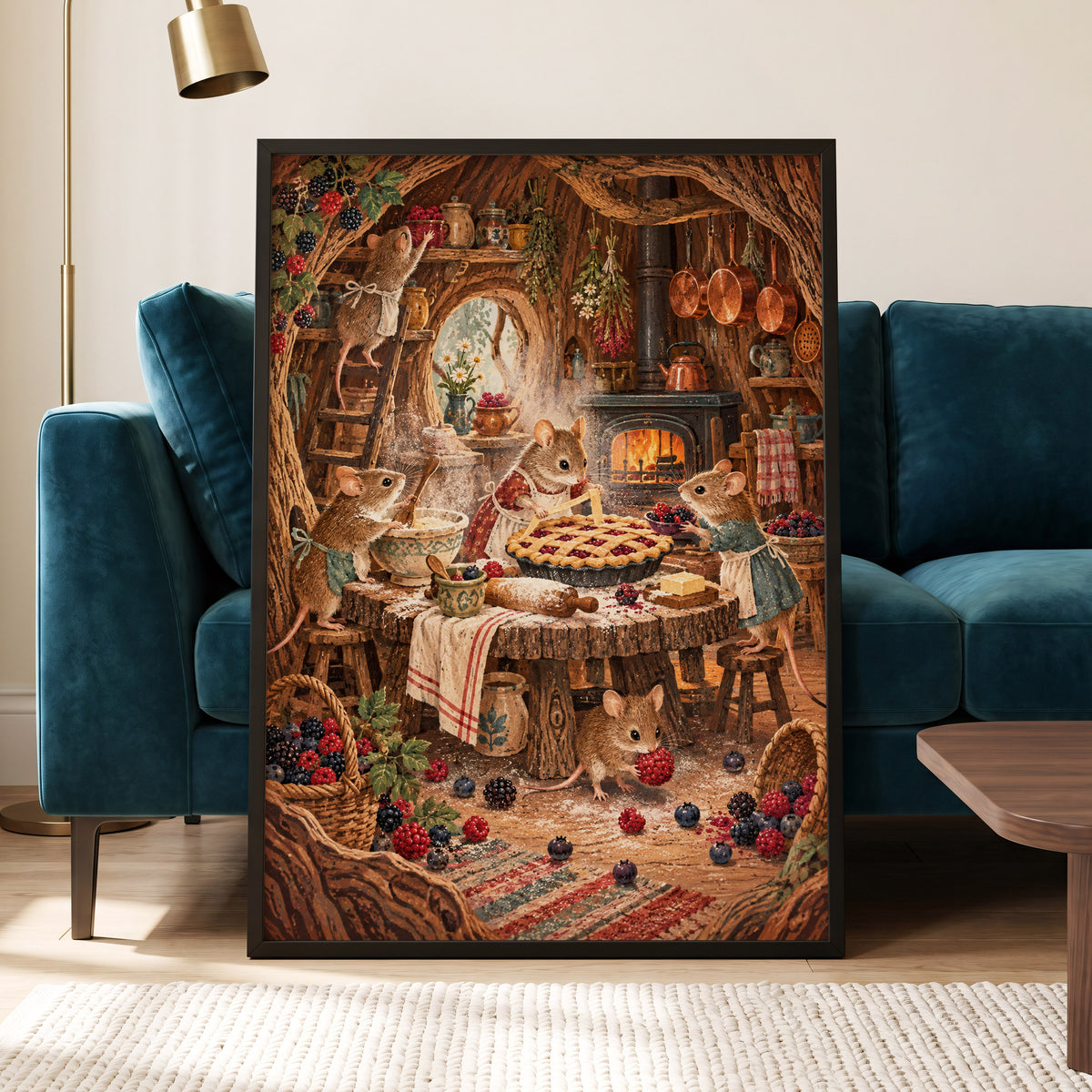 Bramble Bakehouse, brown, beige, orange nature wall art displayed in a styled interior, gallery view 2