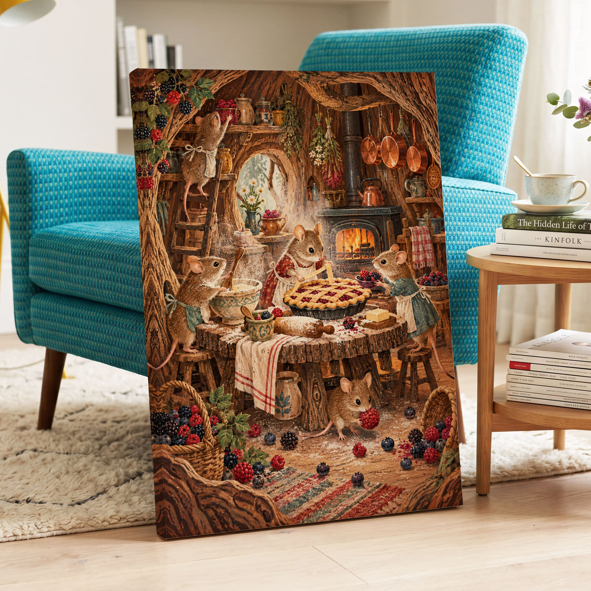 Bramble Bakehouse, brown, beige, orange nature wall art displayed in a styled interior, gallery view 3
