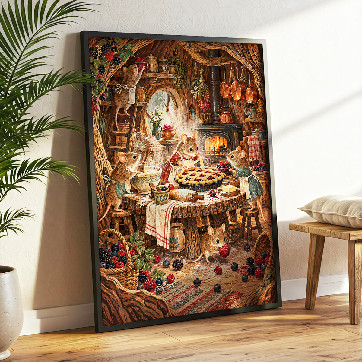 Bramble Bakehouse, brown, beige, orange nature wall art displayed in a styled interior, gallery view 6