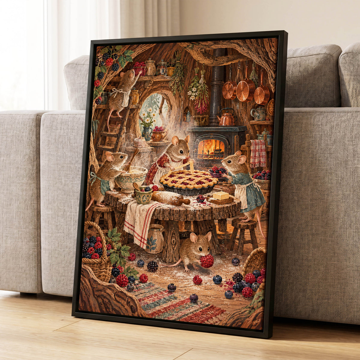 Bramble Bakehouse, brown, beige, orange nature wall art displayed in a styled interior, gallery view 8