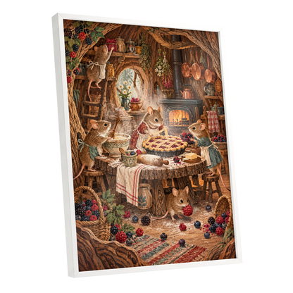 Bramble Bakehouse, brown, beige, orange nature wall art shown as a white framed poster wall art print