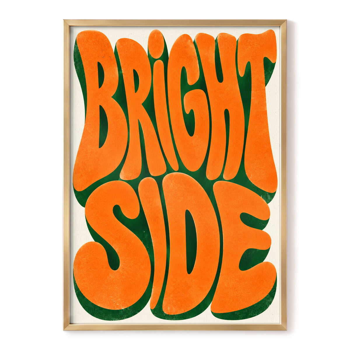 Bright Side Groove, orange, green, beige abstract wall art, front artwork view