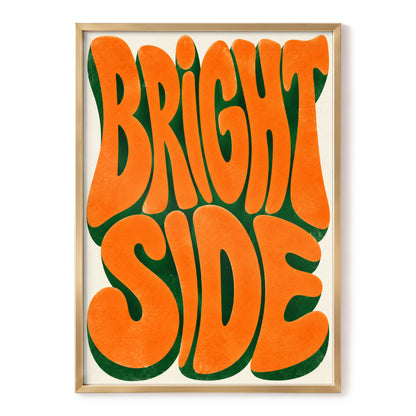 Bright Side Groove, orange, green, beige abstract wall art, front artwork view