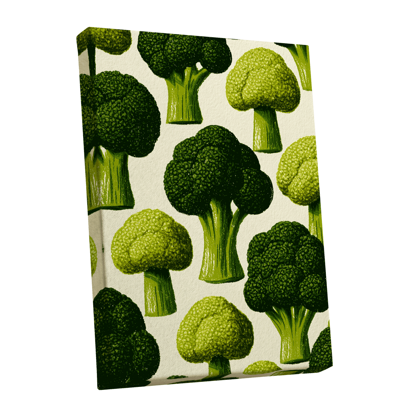 Broccoli Grove, green, beige, yellow nature wall art shown as a stretched canvas wall art